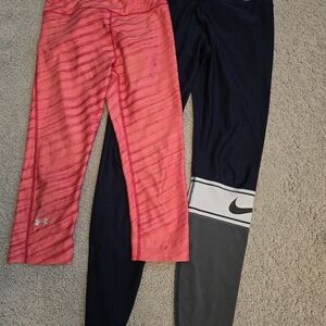 Under Armour Pink Striped Capri Leggings